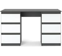 Escritorio VBChome de 120x50x75 cm, color gris antracita y blanco – Escritorio de oficina con 6 cajones, ideal para ordenador, PC, trabajo, portátil, y para usar en una oficina en casa