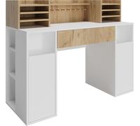 Escritorio Vicco Blanco/Sonoma 126.8 x 50 cm XL con estantes, Model 40627