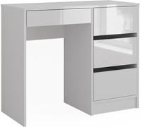 Escritorio Vicco Sherry Blanco alto brillo 90 x 40 cm con cajones, Model 43665