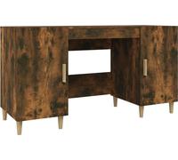Escritorio vidaXL, color roble ahumado, 140x50x75 cm, fabricado en material de madera