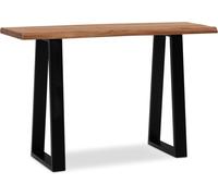 Escritorio WOHNLING, 118 x 41 x 76,5 cm, madera maciza de acacia / metal. Mesa para ordenador, diseño con borde natural, ideal para el teletrabajo, escritorio de oficina, mesa de madera estrecha, mesa