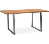 Escritorio WOHNLING, 140x80x76 cm, madera maciza de acacia / metal. Escritorio para ordenador con borde natural, ideal para el teletrabajo o la oficina. Escritorio de madera maciza con patas en forma