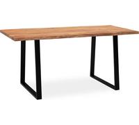 Escritorio WOHNLING, 140x80x76 cm, madera maciza de acacia / metal. Escritorio para ordenador con borde natural, ideal para el teletrabajo o la oficina en casa. Escritorio macizo con patas en forma de