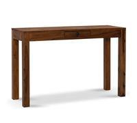 Escritorio WOHNLING de 118x40x76 cm, mesa de ordenador de madera maciza de sheesham con cajón, ideal para el teletrabajo, escritorio de oficina, diseño compacto y que ahorra espacio