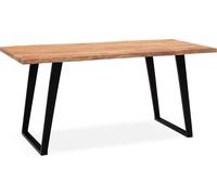 Escritorio WOHNLING de 120x60x76 cm, madera maciza de acacia/metal. Mesa de ordenador con borde natural, ideal para el teletrabajo o la oficina. Escritorio macizo con patas en forma de U de color . Me
