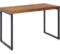 Escritorio WOHNLING, madera de sheesham maciza / metal, 117x59x76,5 cm. Mesa de ordenador, diseño moderno, escritorio pequeño, color oscuro, mesa para portátil, ideal para el despacho