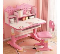Escritorio y silla ajustables para niños, escritorio infantil con altura regulable, escritorio de trabajo con soporte de lectura inclinable, cajón extra grande, para niños de 3 a 18 años (rosa)