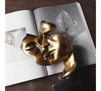 Escultura abstracta de resina Unyqoos®: pareja enamorada – /dorado, 27 x 11 x 15 cm, 800 g – Decoración moderna para salón, oficina y bar