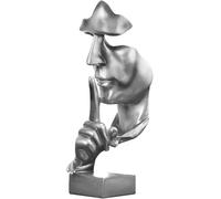 Escultura abstracta plateada de Unyqoos® hecha de resina retro, una figura decorativa moderna hecha a mano, ideal para el salón, el dormitorio, la oficina o una estantería