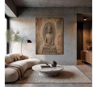 Escultura Antigua De Terracota Modernos Cuadros Decoracion Trono De Loto Zen Retro Cuadro Y Láminas Grande Marrón Óxido Lienzos Decorativos De Pared Para Comedor Salon Dormitorios 50X70Cm, Sin Marco
