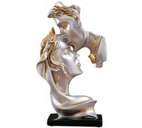 Escultura de resina pintada a mano Unyqoos®, pareja romántica – figura decorativa de 12 x 26 cm, hecha a mano para salón y oficina, ideal como regalo