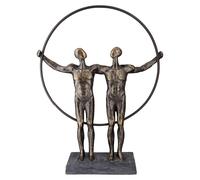 Escultura de resina, redonda, "dos hombres", motivo de pareja, color bronce, unidad, largo 8 cm, ancho 27 cm, alto 35,5 cm. Código: 37592. Número de artículo: 4063387375921