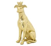 Escultura Perro con corona en resina dorada