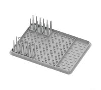 Escurreplatos de cocina para encimera, tapete de secado de silicona flexible con soporte para utensilios, tabla de drenaje plegable de 41,2 x 30 cm (gris)