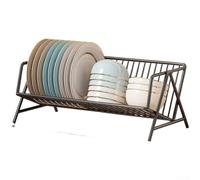 Escurreplatos Sistema de drenaje de hierro de gran capacidad con rejilla elevada, estructura ventilada de secado rápido para organizar cuencos, platos abiertos para acceso (negro)