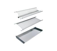 Escurreplatos y vasos ECO EIRE para módulo de cocina de 800 mm, fabricado en acero inoxidable 201 con acabado brillo inoxidable, incluye bandeja recolección agua y pernos de encaje de 9 mm - ALK