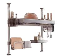 Escurridor de platos extensible de acero inless para fregadero - Nizer de cocina ajustable para encimera, estante retráctil de un solo nivel (26.2-41.3 pulgadas, 98 x 30.5 x 105 cm)