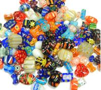 Esferas de vidrio "millefiori", mezcla de colores, 80 unidades, de 4 a 20 mm