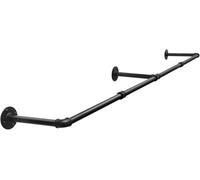 eSituro Perchero de Pared Industrial, 180 cm, Barra de Ropa para Colgar, Percha de Metal, Riel de Tubo, para Dormitorio, Sala de estar, Cocina, Negro