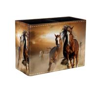 Eslifey Portalápices cuadrado para escritorio, diseño de caballos de castaño salvaje, lapicero, taza, soporte para brochas de maquillaje, organizador de papelería para el hogar, oficina, escuela
