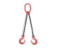 Eslinga de cadena, eslinga elevación una sola pierna Juego completo G80 Gancho acero al manganeso Carretilla elevadora, grúa(1 ton 1 meter 2 legs 2 hooks)