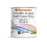 Esmalte al Agua Multi Superficie - Color Mate Gris Grafito - 750ml - Acabado Mate - Sin Olor - Resistente a Golpes, Roces y Manchas - Antioxidante - Rápido Secado - Duracolor