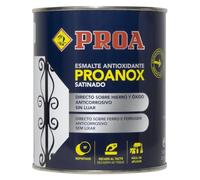 Esmalte antioxidante directo sobre óxido. SATINADO. Negro RAL 9005. 750 ML. Pintar sobre hierro y óxido sin necesidad de imprimación. PROANOX.