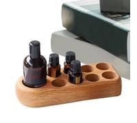 Esmalte de gel de madera, estante de almacenamiento compacto, organizador de cosméticos con múltiples ranuras y estantes, accesorio de exhibición de lápiz labial y esmalte de uñas, uso de tocador para