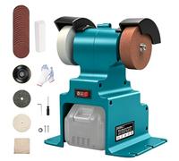 Esmeriladora De Banco, Mini Amoladora de Banco con Muelas de Corindón Marrón de Grano Grueso y Fino para Afilar, Esmerilar, Lijadora de banda eléctrica mini de 300 W para Makita de 18 V(sin batería)