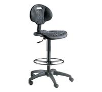 Unisit Silla alta técnica ESOS E2 – negra, poliuretano, con reposapiés y rue