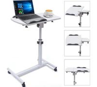 Espacio de trabajo móvil: Plegable, con ruedas, ajustable en altura, ideal para trabajar en casa. Color: blanco
