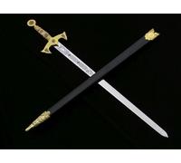 Espada decorativa de estilo templario en color dorado con funda – Objeto de colección y decoración para la pared – 84 cm JT6136GU