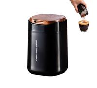 Esparcidor de azúcar glas tamiz magnético de malla fina para harina | Tapa de madera y dispensador de café de acero extraíble lavable para bebidas, dulces, pan y tartas negro