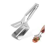 Espátula de doble cara Pinzas para bistec, pinza de cocina multifuncional ranurada, pinza de acero inoxidable para voltear alimentos para pan, hamburguesa, barbacoa, carnes