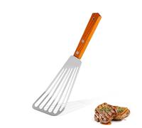 Espátula de freír de acero inoxidable, cuchara de cocina para voltear huevos de pescado, panqueques, pala de carne, espátula ranurada antideslizante multiusos para cocinar carne, freír albóndigas