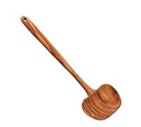 Espátula de madera para cocinar, mango largo 2 en 1, ergonómica, antiadherente, cucharones para servir, voltear, para ollas calientes, cocina, restaurante, revolver, freír
