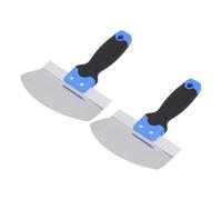 Espátula de masilla de 6,5 pulgadas, 2 piezas de acero inoxidable, herramienta raspadora con espátula dearco de agarre suave, herramienta de mano redonda para paneles de yeso para