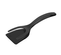 Espátula de silicona 2 en 1, espátula de aleta con pinza de silicona para cocinar, aleta para huevos, utensilio de cocina portátil que resiste altas temperaturas para voltear