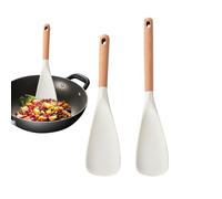 Espátula de silicona - 2 piezas con mango de madera para freír | Para horno antiadherente | Para casa apartamento Chef Panqueques Fritar Horno Cocina Servir Mezclar