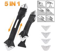 Espátula de silicona 5 en 1, herramienta de limpieza de ventanas, sellador, removedor suave, escurridor, organizador de masilla, raspador de silicona, Kit de lechada suave 5in1 Plastic Scraper