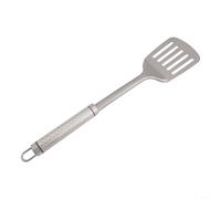 Espátula ranurada de titanio puro con mango antideslizante para camping, cocina, picnic, barbacoa, ultraligera, resistente a la corrosión, cocina para herramienta giratoria plateada