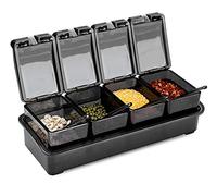 Especiero multifuncional de 4 compartimentos con cuchara, salero, pimentero, azucarero y otros utensilios cocina