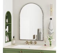 Espejo arqueado Sweiko, espejo de pared para baño, espejo de tocador o espejo con forma de arco para decoración de paredes, ideal para sala de estar, dormitorio o recibidor, color plateado