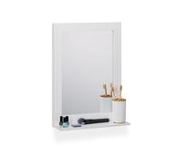 Relaxdays Espejo de baño con balda de MDF blanco blanco