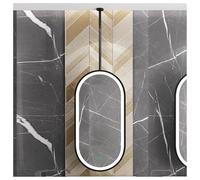 Espejo Colgante De Techo,Espejo De Tocador De Baño Redondo, Espejo De Vidrio Decorativo con Marco De Metal Y Barra For Colgar,con Luz LED For Iluminar,para Casas De Hoteles(60x90cm)
