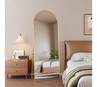 Espejo completo arqueado 162x53 cm, Espejos de pie Minimalista, Espejos de suelo de longitud completa, Espejo con pie abombado, suspendido, elíptico, para dormitorio salón de entrada, dorado (dorado