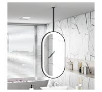 Espejo Con Barra For Colgar En El Techo, Espejo Ovalado De Pared Con Luz, Espejo De Tocador De Baño De Hierro, Imágenes De Alta Definición, Adecuado For Baños De Habitaciones De Hotel(Black,40x100cm)