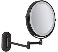 Espejo De Aumento con Luz De Pared X5 De 8 Pulgadas, Espejos De Maquillaje Led con 3 Modos De Color, Giratorio De 360 °, Extensible, Recargable por USB,Negro,1x/10X,outstanding78