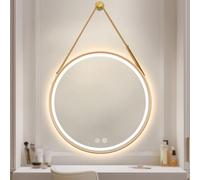 Espejo de baño antivaho con retroiluminación LED, brillo ajustable, 3 opciones de color, espejo redondo de 40 cm para belleza y aseo, ideal para baños modernos