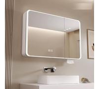 Espejo de baño antivaho de alta definición con control táctil y luz LED regulable, elegante solución de montaje en pared para baños modernos y aplicaciones de maquillaje